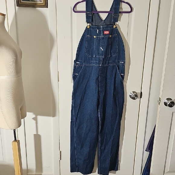 Dickies Blue Blue Denim Overalls. Size 34 X 30. 100% COTTON. - Picture 1 of 8